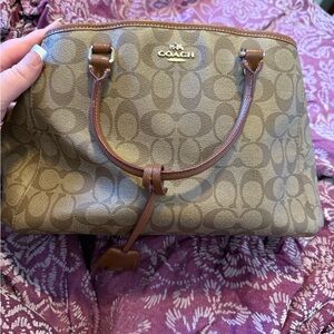 Coach Tan and Brown Signature Shoulder Bag
